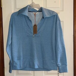 NWT-weatherproof vintage-M-blue-2-tone Terry,L/S,quarter zip, pull over, shirt.